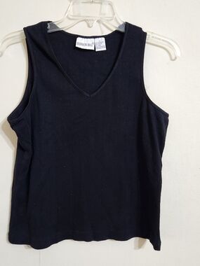 Fashion Bug Black Ribbed V-Neck Tank